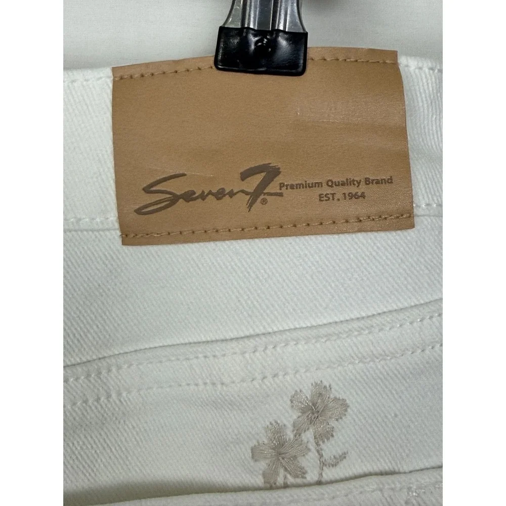 Seven7 Floral Embroidered Skinny‎ Jeans Womens 6 White Excellent High Rise Pants